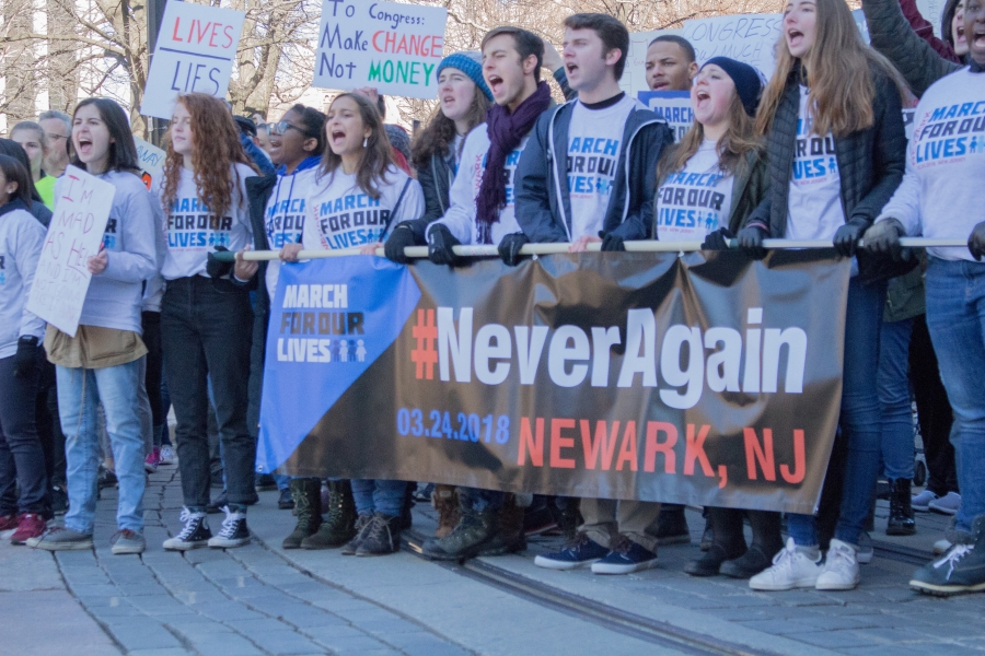 Students lead the Newark March For Our Lives.
